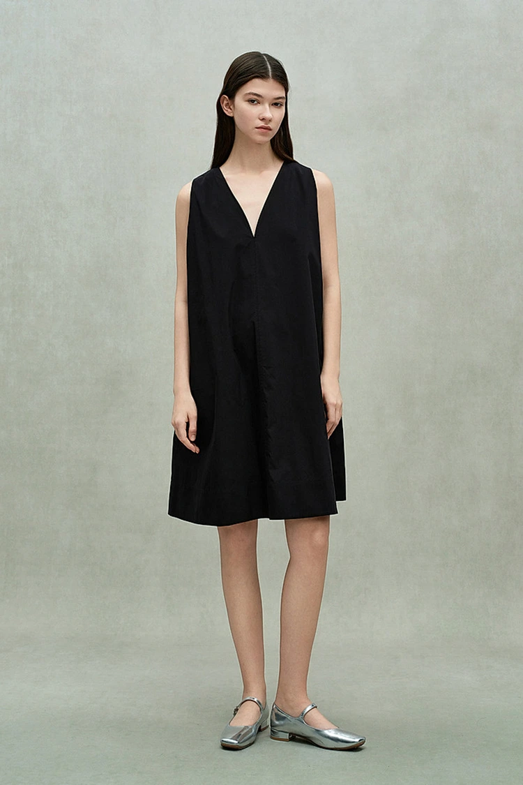 Pakaian Berleher V Terjun Kasual Kapas Wanita