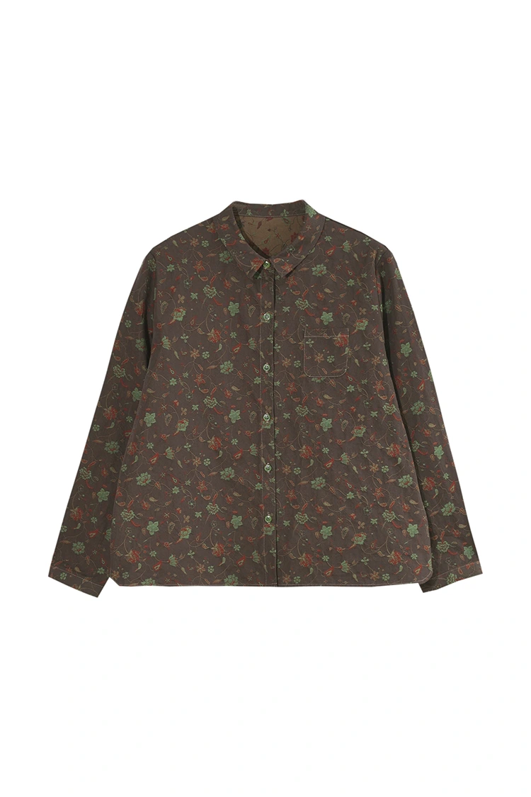 Blouse Kasual Cetak Bunga Wanita