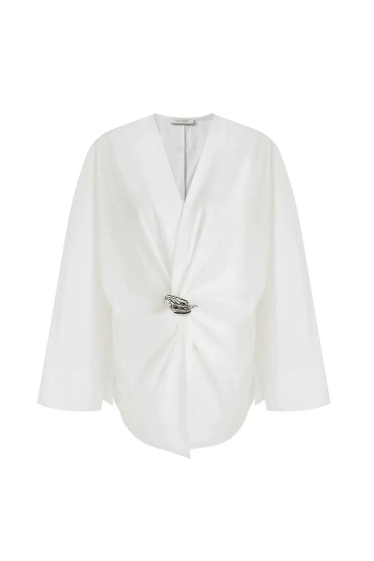 Blaus Pesta Gesper Logam Wanita