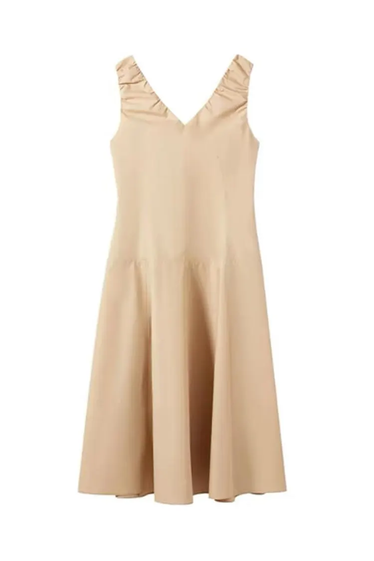 Pakaian Khaki Baru Tanpa Lengan V-leher Pejabat Wanita